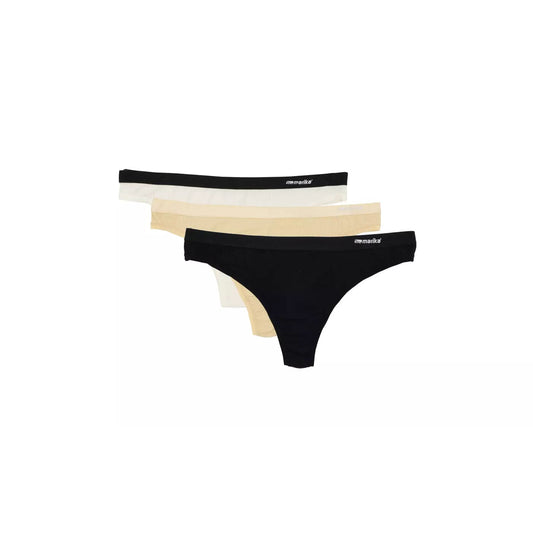 MARIKA Tan/Cream Ribbed Super-Wicking Fabric 2-Pack Thong Panties SZ M