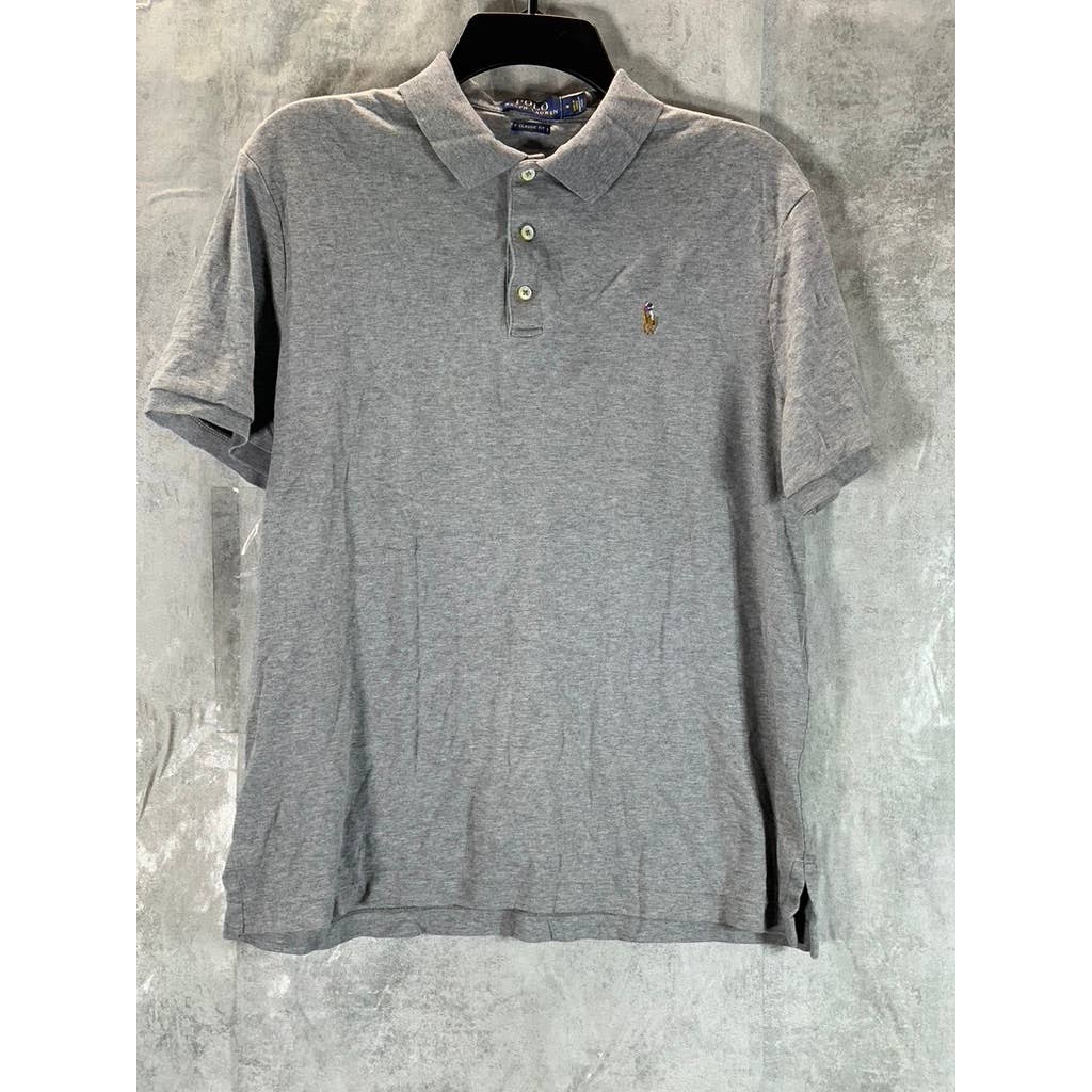 POLO RALPH LAUREN Men's Grey Heather Classic-Fit Soft Cotton Polo Shirt SZ M