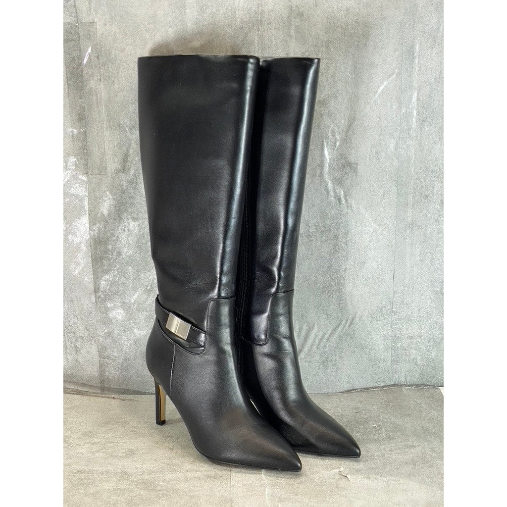 CALVIN KLEIN Women's Black Jeora Pointed-Toe Stiletto Tall Dress Boots SZ 7