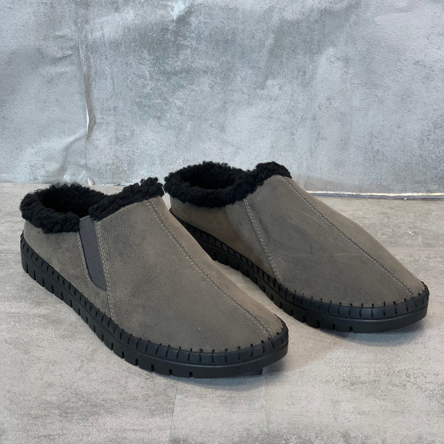 EASY STREET Grey Praire Comfort Faux Fur Round-Toe Slip-On Mules SZ 9.5