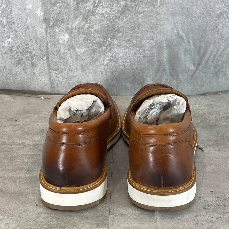 THOMAS & VINE Men's Cognac Leather Watkins Slip-On Penny Loafers SZ12