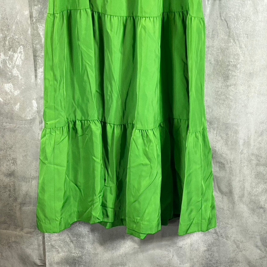 ALFANI Women's Palm Leaf Mockneck Tiered Blouson Sleeve A-line Midi Dress SZ 6