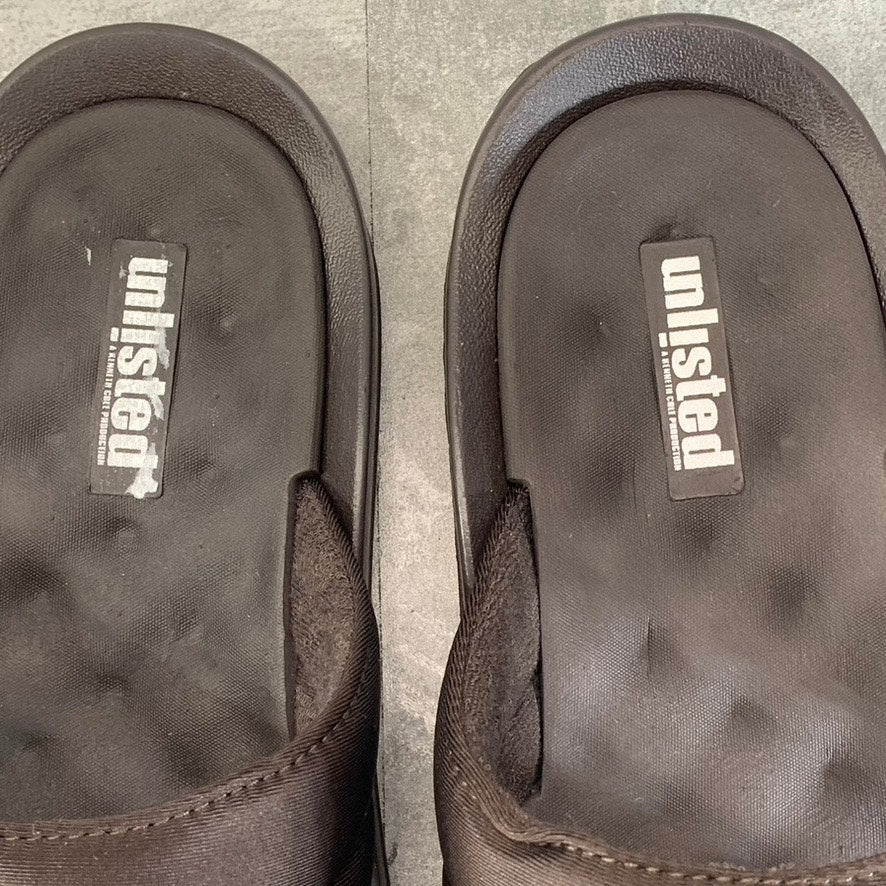UNLISTED BY KENNETH COLE Men's Dark Brown Quinn Quilted Slide Sandals SZ 12/13