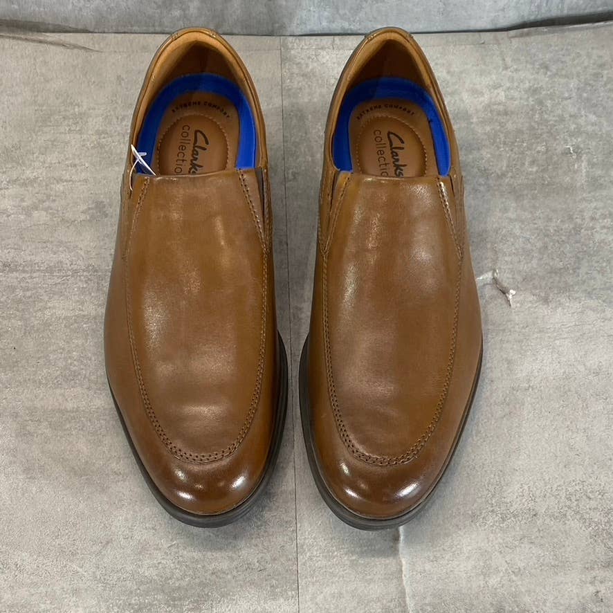 CLARKS Collection Men's Dark Tan Leather Whiddon Step Slip-On Loafers SZ 9.5