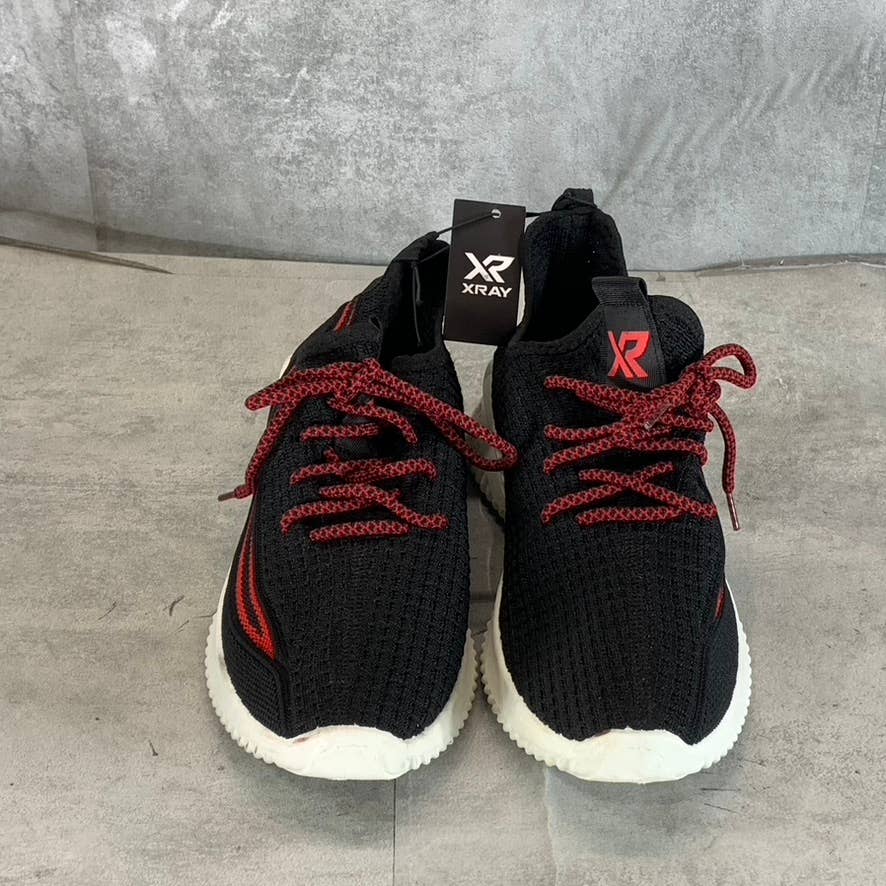 XRAY FOOTWEAR Men's Black/Red Knit Breathable Niko Lace-Up Sneakers SZ 8