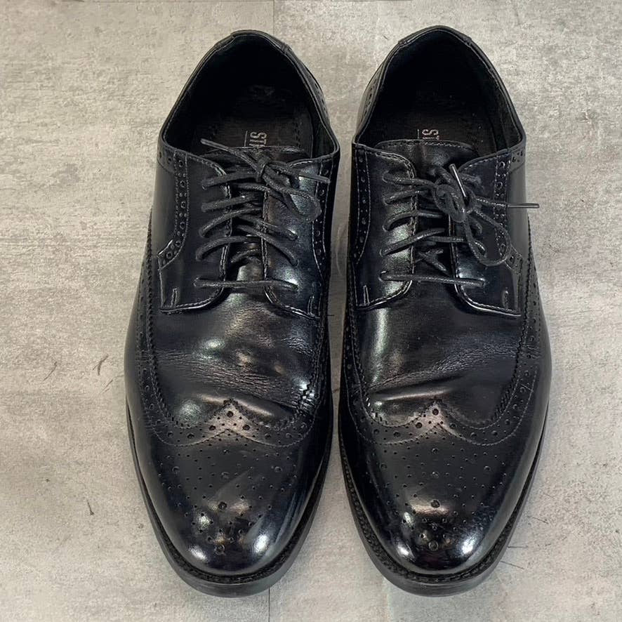 STACY ADAMS Men's Wide Width Black Garrison Wing-Tip Lace-Up Oxford SZ 10.5W