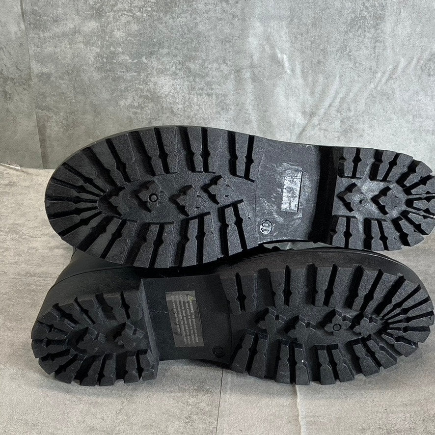 OLIVIA MILLER Women's Black Alexandria Quilted Lug Sole Lace-Up Combat Boots