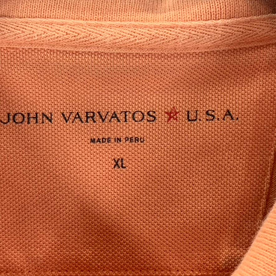 JOHN VARVATOS STAR USA Men's Papaya Peace Sign Pique Regular-Fit Polo Shirt SZXL