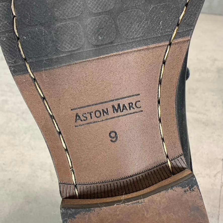 ASTON MARC Men's Black Faux Leather Premier Lace-Up Dress Shoes SZ 9