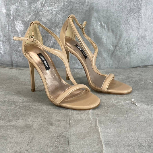 NINE WEST Women's Light Natural Melike Strappy Heeled Dress Sandals SZ 5