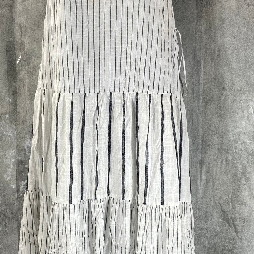 RILEY & RAE Women's Ultra White/Black Jill Striped Tie-Strap Maxi Dress SZ XS