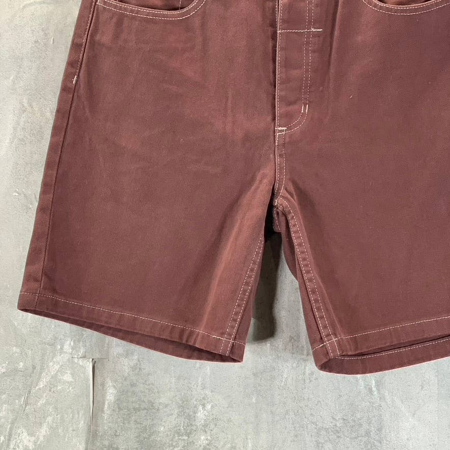 THRILLS Men's Maroon Slacker Mid-Rise Denim Bermuda Shorts SZ 30