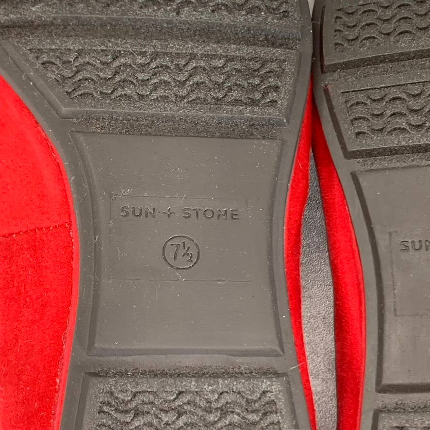 SUN+STONE Women's New Red Micro Eliana Memory Foam Round-Toe Slip-On Flats SZ7.5
