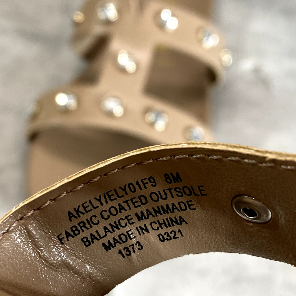 ANNE KLEIN Women's Natural Gold Studded Akely Slide Sandals SZ 8