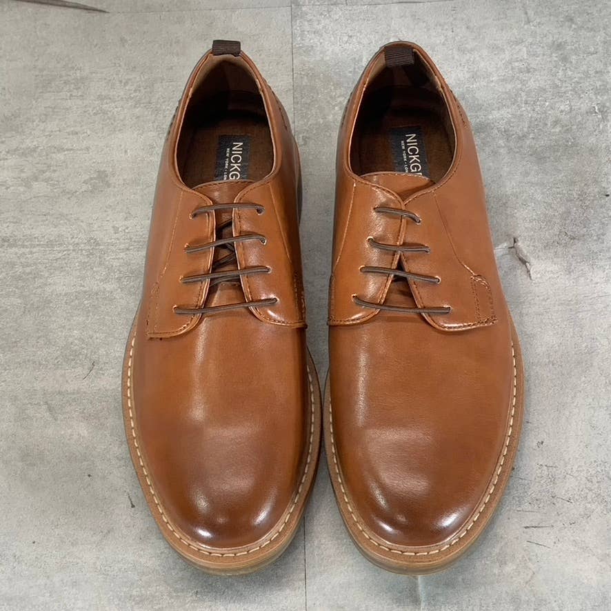 NICK GRAHAM Men's Brown Faux-Leather Dylan Lace-Up Oxfords SZ 8