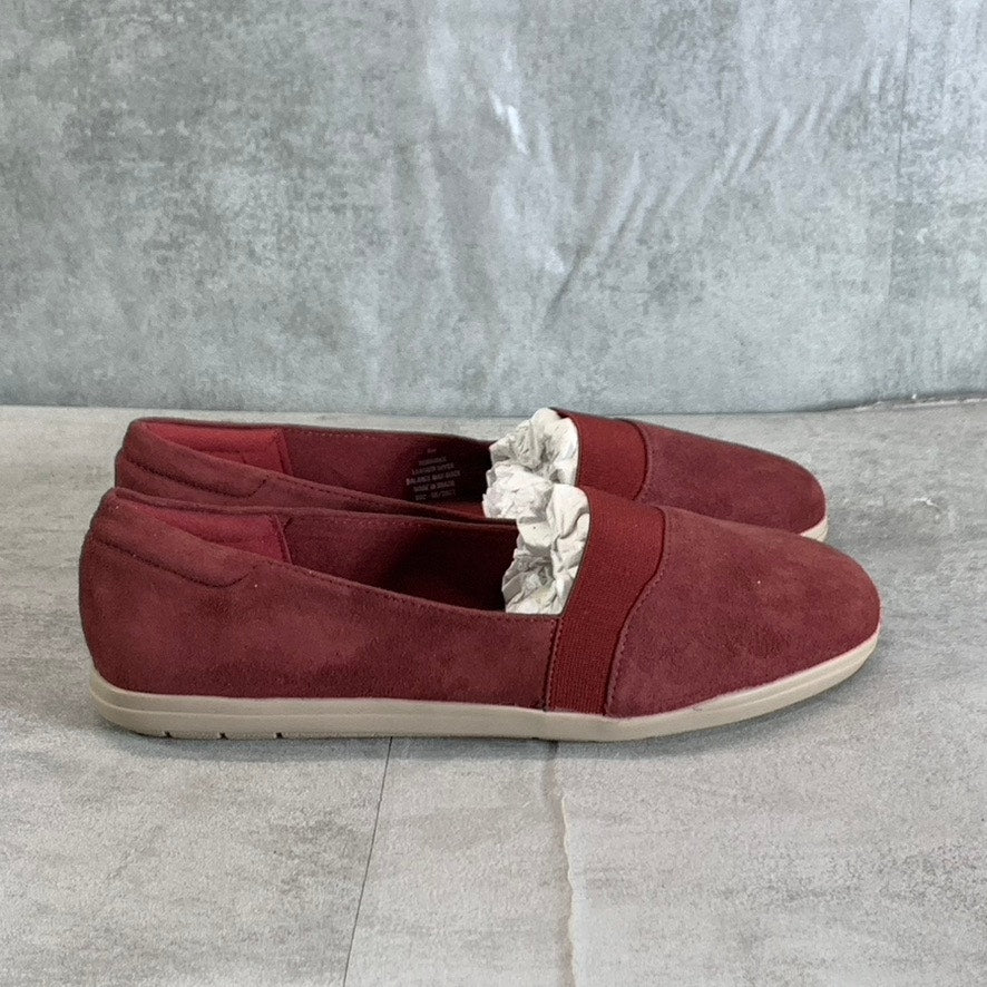 EASY SPIRIT Women's Wide Width Dark Red Leather Bounce Slip-On Flats SZ 8W