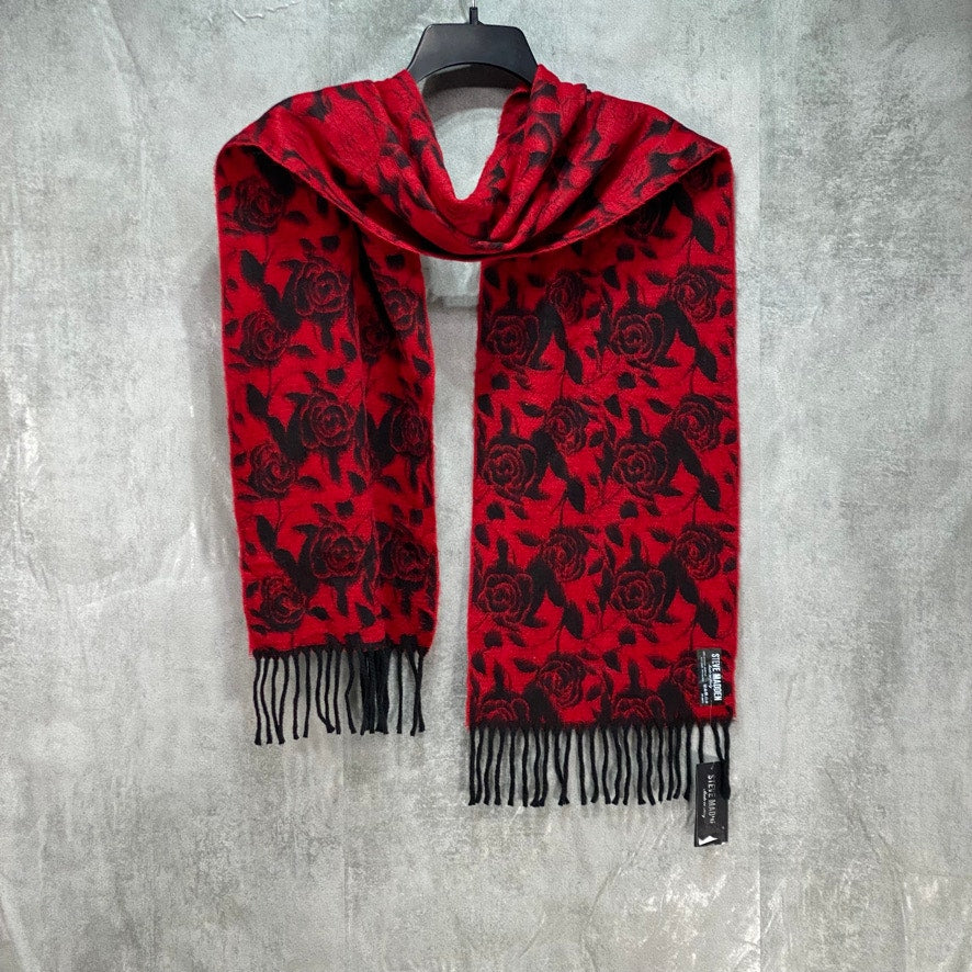 STEVE MADDEN Red Mid Weight Rose Muffler Scarf OS