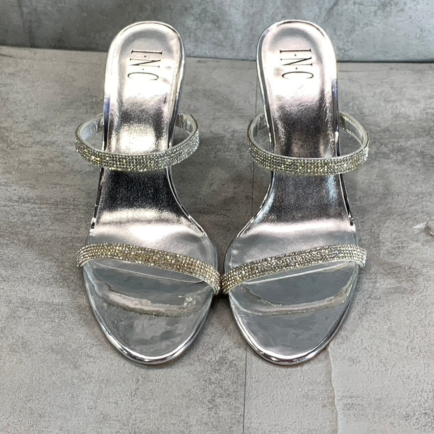 INC INTERNATIONAL CONCEPTS Women's Silver Rhinestone Embellished Lucena Dress Sandals SZ 10