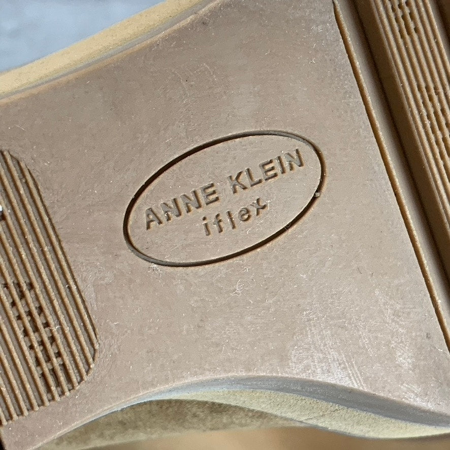 ANNE KLEIN Women's Dark Natural Portia Round-Toe Slip-On Wedge Boots SZ 7.5