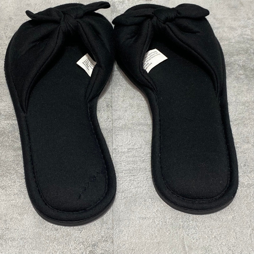 CHARTER CLUB Black Open-Toe Knot Bow Slippers SZ L(9-10)