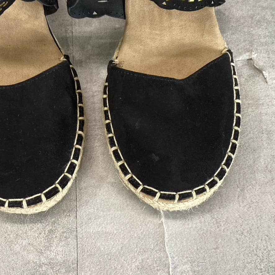 KENNETH COLE REACTION Women's Black Clo X Band Laser Espadrille Wedge Sandal SZ6