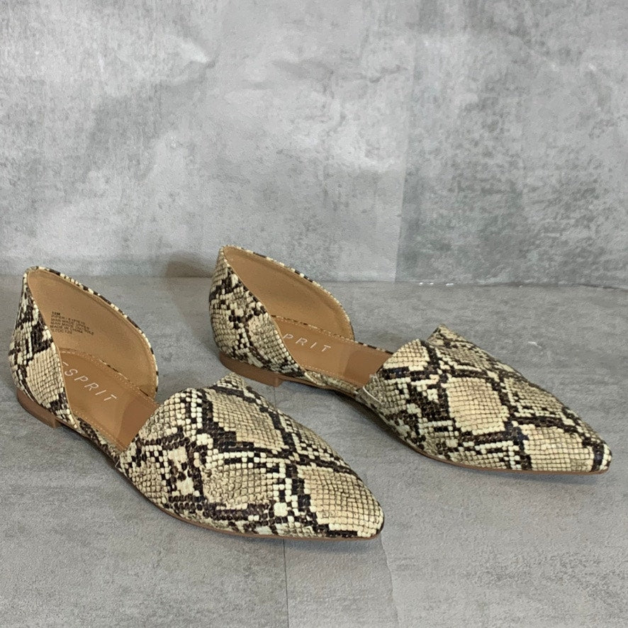 ESPRIT Natural Snake Piper Almond-Toe Slip-On Flats SZ 10