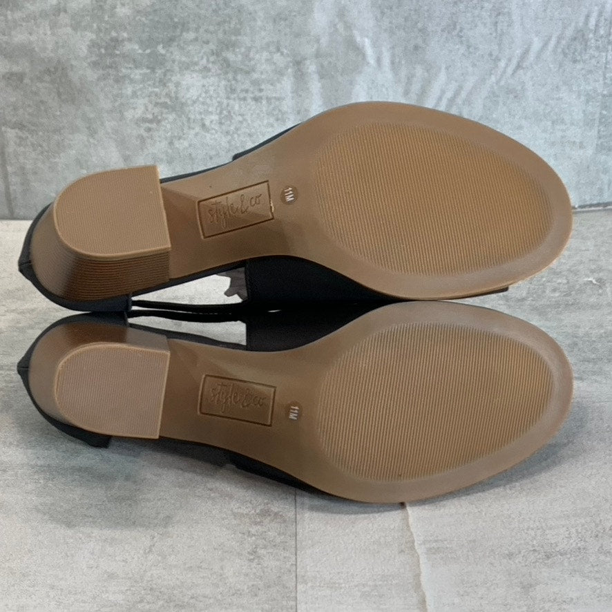 STYLE & CO Women's Black Jennaa Peep-Toe Cut-Out Block-Heel Shooties SZ 11