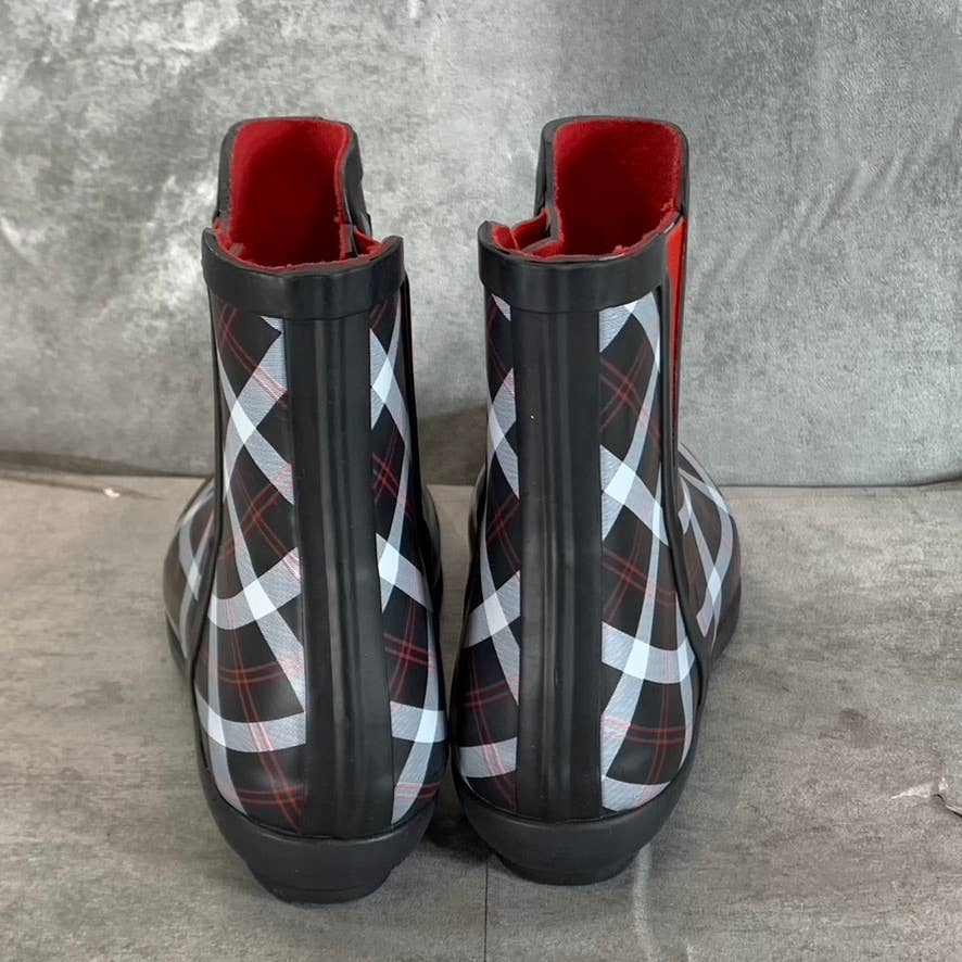 CHARTER CLUB Women's Black/Red Cloudburst Pull-On Rain Boots SZ 9