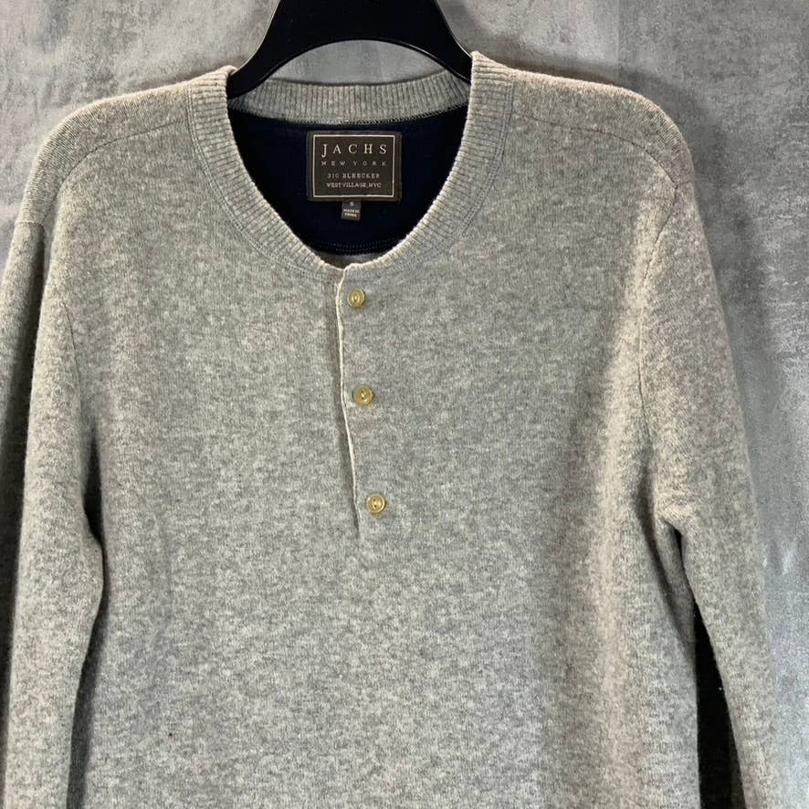 JACHS New York Men's Grey Wool Blend Pullover Henley Sweater SZ S