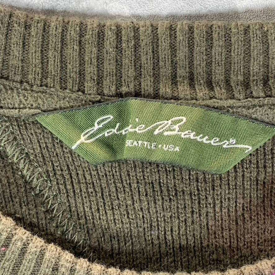 EDDIE BAUER Men's Big & Tall Olive Green Crewneck Pullover Sweater SZ L/T