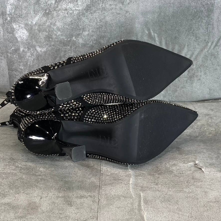 INC INTERNATIONAL Women's Black Oaklynne Rhinestone Pointed-Toe Booties SZ 7
