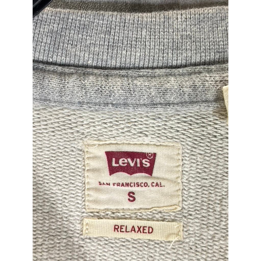 LEVI'S Men's Light Grey Relaxed-Fit Crewneck Seasonal Pullover Sweatshirt SZ S