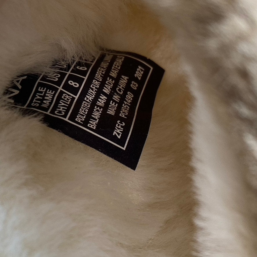 NAUTICA Women's Natural Chyler Faux-Fur Slide Slippers SZ 8