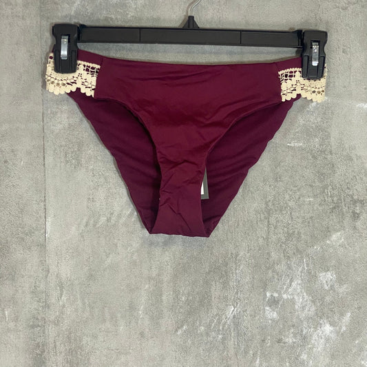 MOSSIMO Burgundy Sea Side Embroidered Moderate Coverage Bikini Bottom SZ S