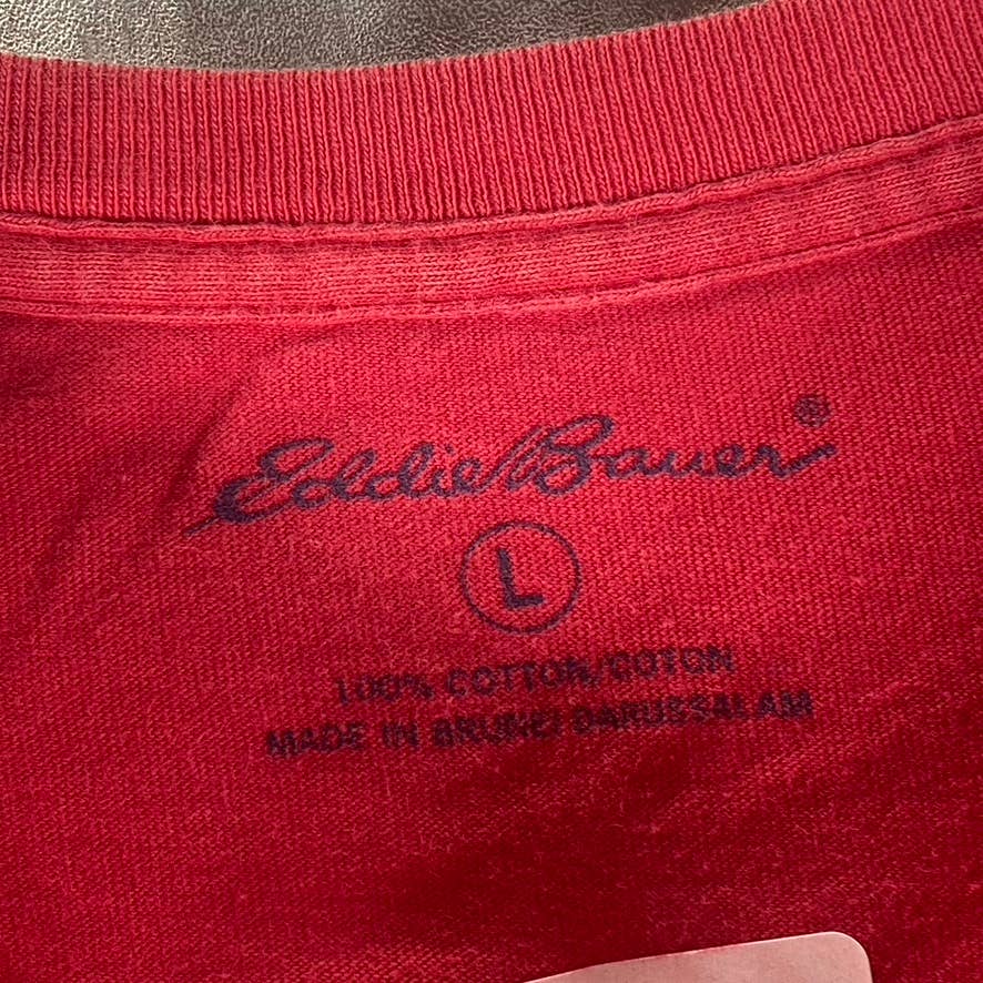 EDDIE BAUER Men's Red Cotton Short-Sleeve Crewneck T-Shirt SZ L