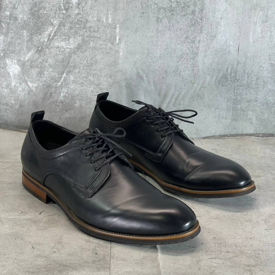 ASTON MARC Men's Black Faux Leather Premier Lace-Up Dress Shoes SZ 9