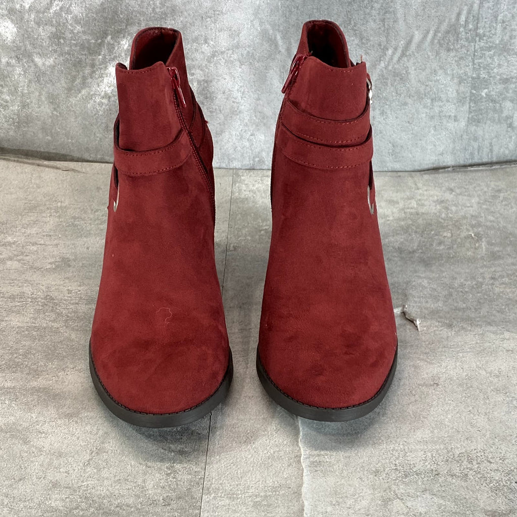STYLE & CO Women's Wine Zolaa Round-Toe Block-Heel Ankle Boots SZ 8.5