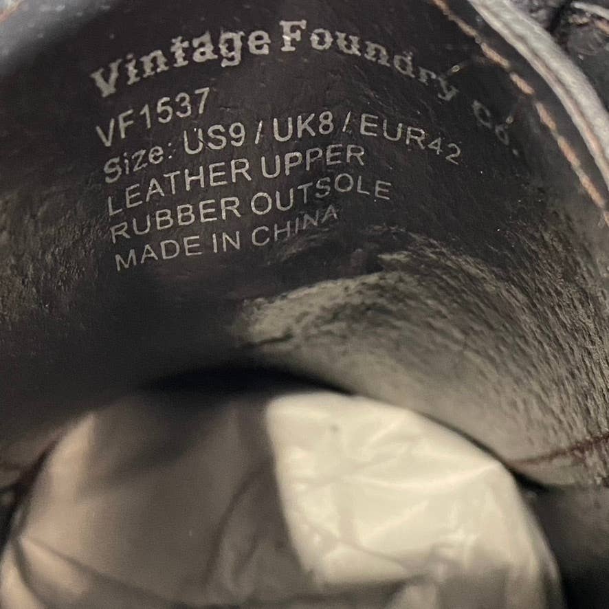 VINTAGE FOUNDRY CO. Men's Black Leather Titus Lace-Up Ankle Boots SZ 9
