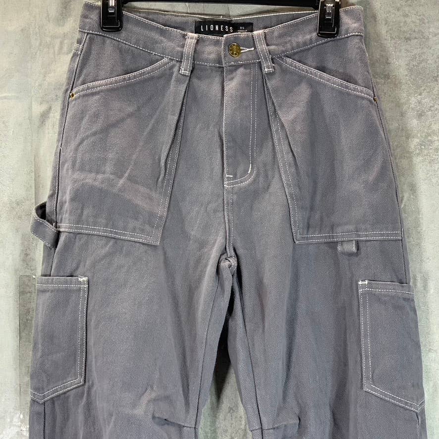 LIONESS Women's Grey Miami Vice Lightweight Low-Rise Carpenter Cargo Pants SZ XS