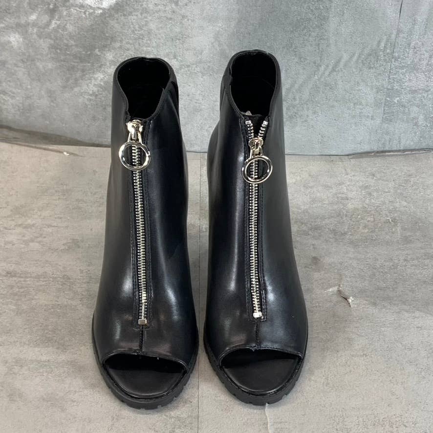 BAR III Women's Black Smooth Dillan Peep-Toe Front-Zip Shooties SZ 7.5