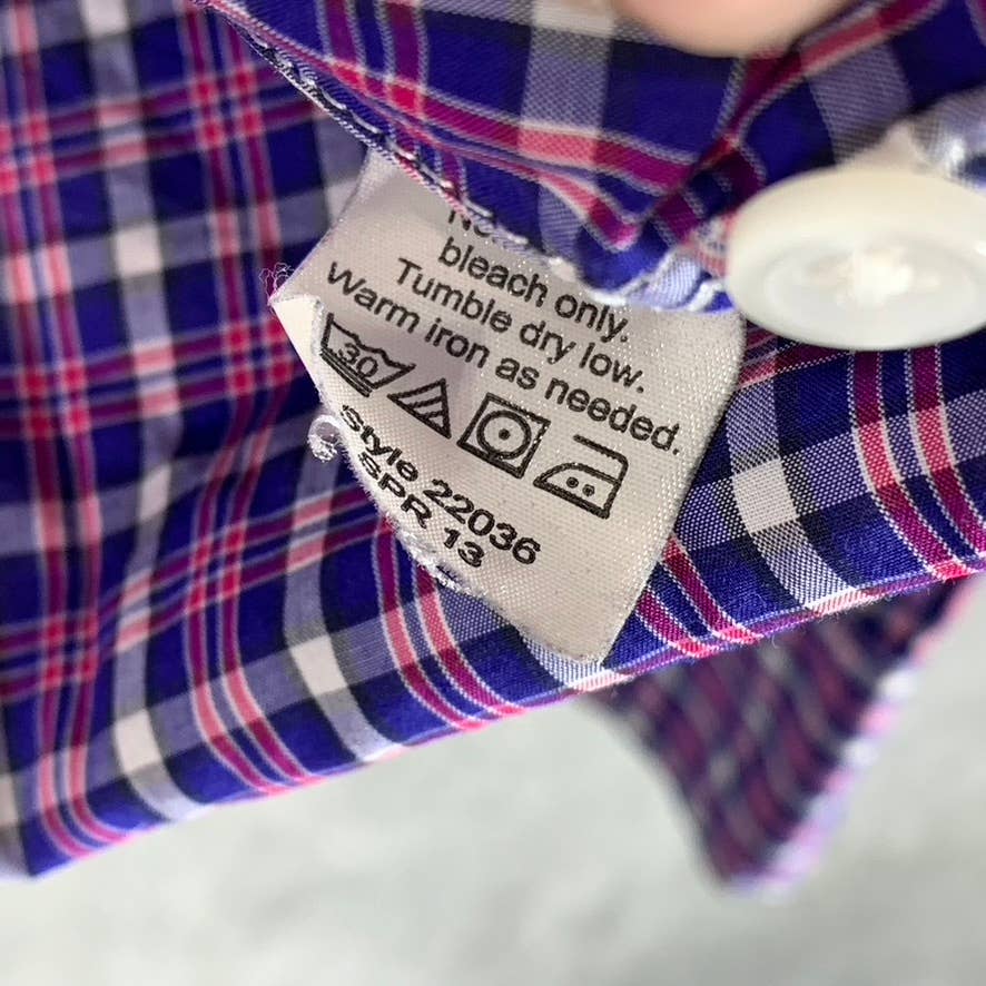 J.CREW Men's Blue/Red Gingham Slim-Fit Lightweight Button-Up Shirt SZ M
