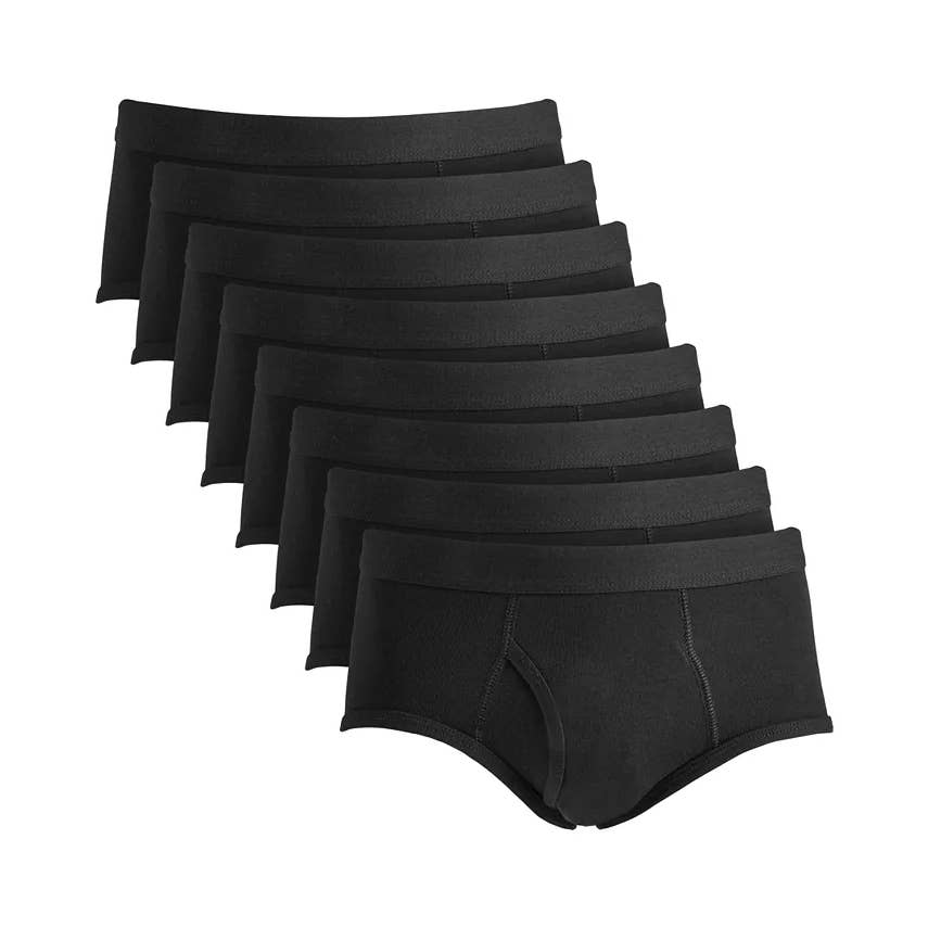 CLUB ROOM Men's Solid Black Full-Cut Tagless No-Ride Up 8-Pack Briefs SZ S