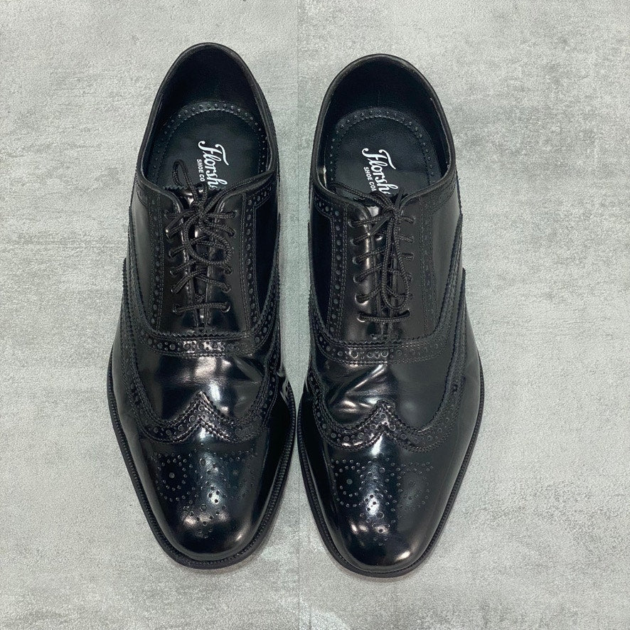 FLORSHEIM Black Lexington Wing-Tip Oxfords SZ 10.5