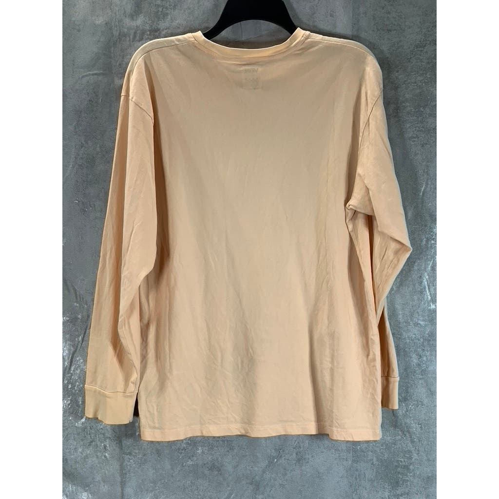 VANS Men's Beige Embroidered Detail Crewneck Long Sleeve T-Shirt SZ XS