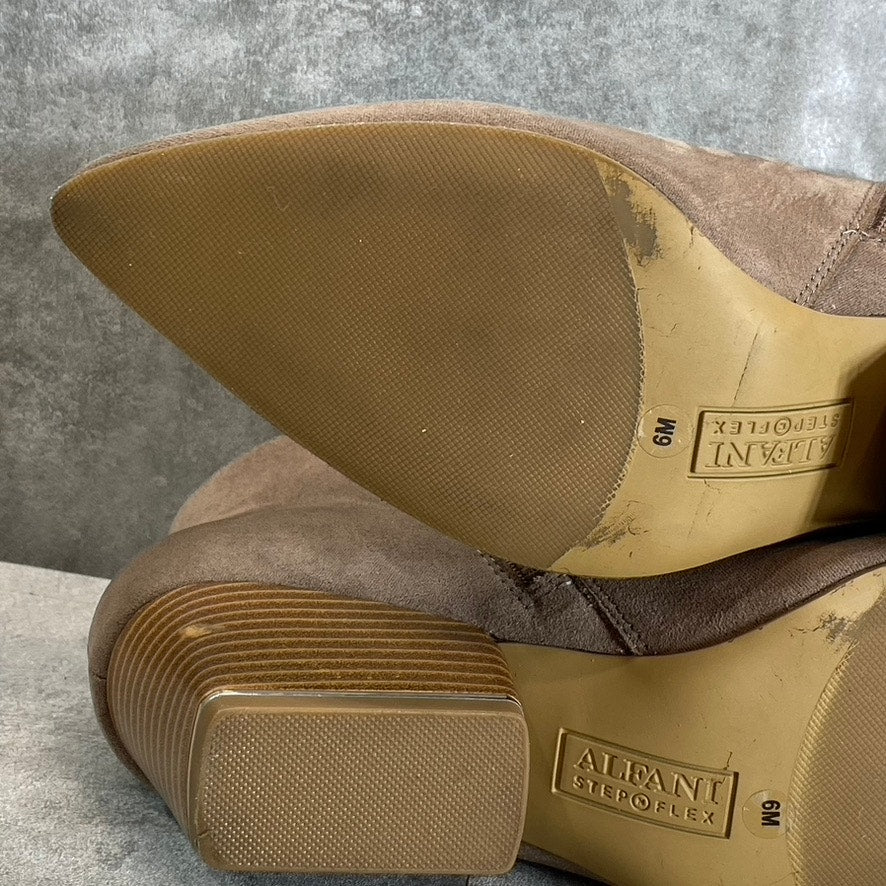 ALFANI Step N’ Flex Women’s Cognac Armena Pointed-Toe Side-Zip Booties SZ 6