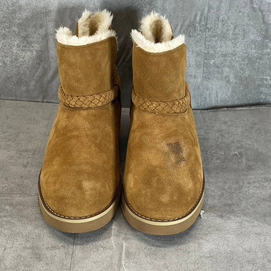 STYLE & CO Women's Chestnut Kaii Faux-Fur Cold-Weather Slip-On Ankle Boots SZ 7