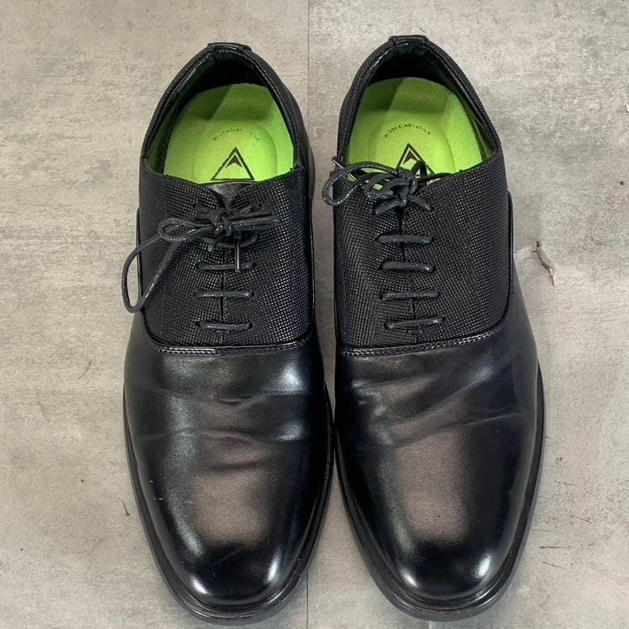 VANCE CO. Men's Black Faux Leather Vincent Plain Toe Lace-Up Oxfords SZ 10