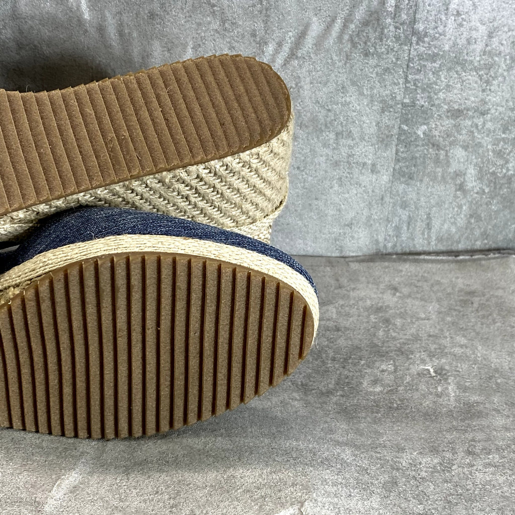 ANNE KLEIN Women's Denim Zoey Closed-Toe Slip-On Espadrille Wedge Sandals SZ 8