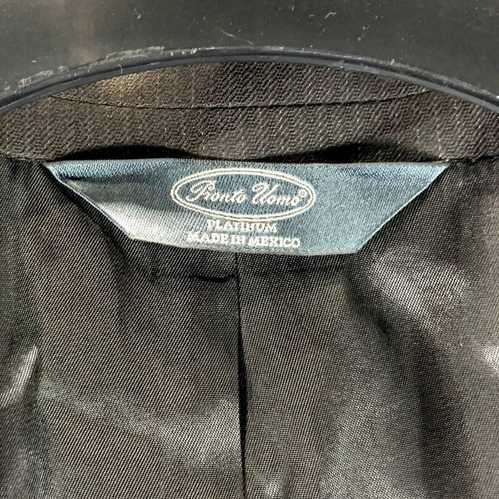 PRONTO OUMO PLATINUM Men's Black Long Two-Button Modern Fit Suit Jacket SZ 44L