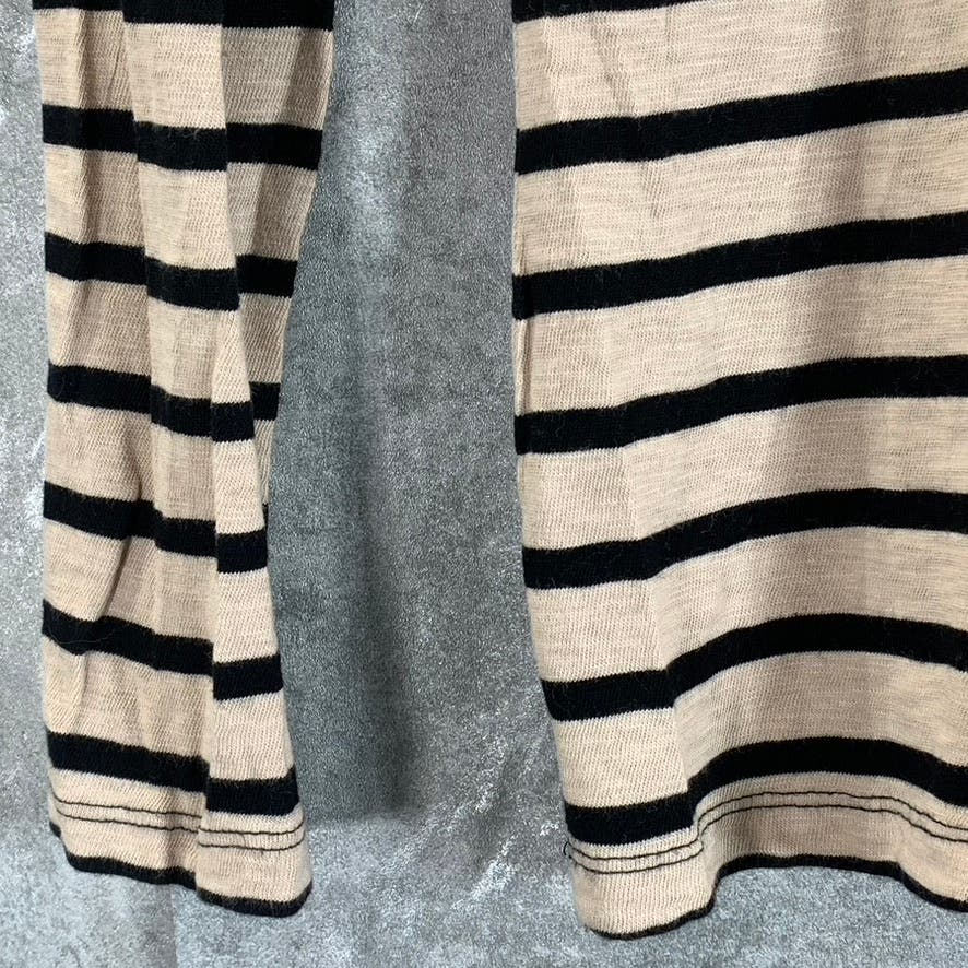 J.CREW Factory Women's Black/Tan Striped Artist Crewneck Long Sleeve Top SZ XS